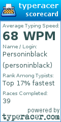 Scorecard for user personinblack