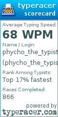 Scorecard for user phycho_the_typist