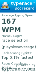 Scorecard for user playslowaverage