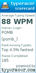 Scorecard for user pomb_