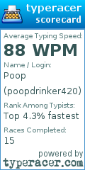 Scorecard for user poopdrinker420