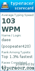 Scorecard for user poopeater420