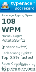 Scorecard for user potatoswiftz