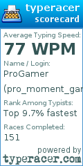 Scorecard for user pro_moment_gamer