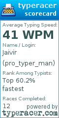 Scorecard for user pro_typer_man