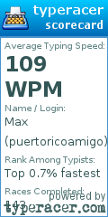 Scorecard for user puertoricoamigo