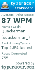Scorecard for user quackerman_