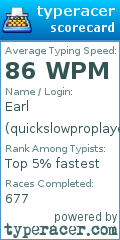 Scorecard for user quickslowproplayer