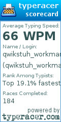 Scorecard for user qwikstuh_workman