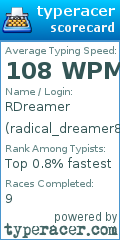 Scorecard for user radical_dreamer85