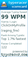 Scorecard for user raging_fire