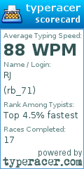 Scorecard for user rb_71