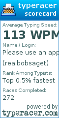 Scorecard for user realbobsaget