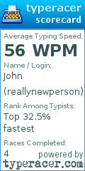 Scorecard for user reallynewperson