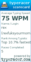 Scorecard for user rexfuksyourmom