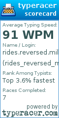 Scorecard for user rides_reversed_mildest