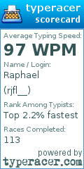 Scorecard for user rjfl__
