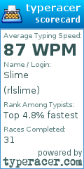 Scorecard for user rlslime