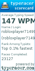 Scorecard for user robloxplayer71499