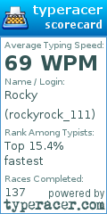 Scorecard for user rockyrock_111