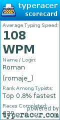 Scorecard for user romaje_
