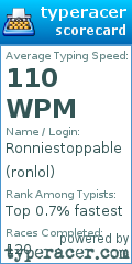 Scorecard for user ronlol