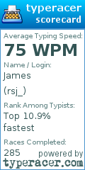 Scorecard for user rsj_