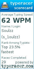 Scorecard for user s_1oulzz
