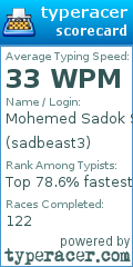 Scorecard for user sadbeast3