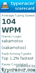 Scorecard for user sakamotoo