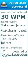 Scorecard for user saksham_rajput