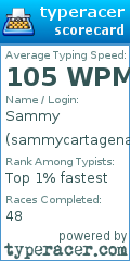 Scorecard for user sammycartagena