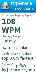 Scorecard for user sammyjankis