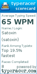 Scorecard for user satoxin