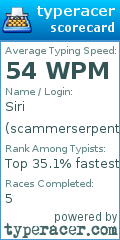 Scorecard for user scammerserpent