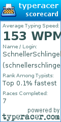 Scorecard for user schnellerschlingel