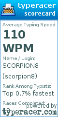 Scorecard for user scorpion8
