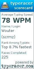 Scorecard for user scrmz