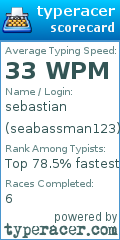 Scorecard for user seabassman123