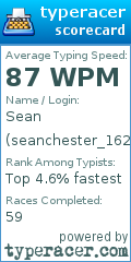Scorecard for user seanchester_1626