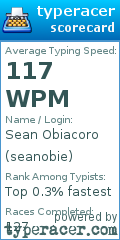 Scorecard for user seanobie