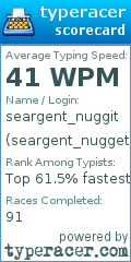 Scorecard for user seargent_nugget