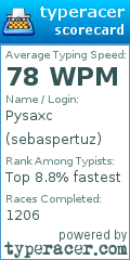 Scorecard for user sebaspertuz
