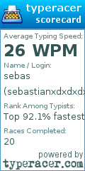 Scorecard for user sebastianxdxdxdxd