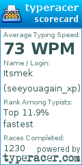 Scorecard for user seeyouagain_xp