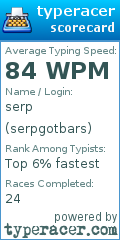 Scorecard for user serpgotbars