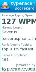 Scorecard for user severusphantasm