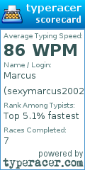 Scorecard for user sexymarcus2002