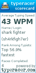 Scorecard for user sh4rkfigh7er
