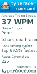 Scorecard for user shark_deathracer